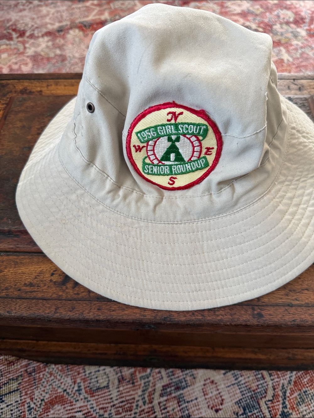 Coolibar vintage inspired Girl Scout 1956 bucket hat tan